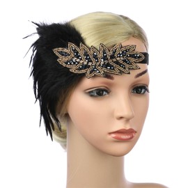 Lovfingu Great Gatsby 1920s Accessories Flapper Headbands for Women with Feathers for Crafting Vintage Party Headpiece C69-Navy
