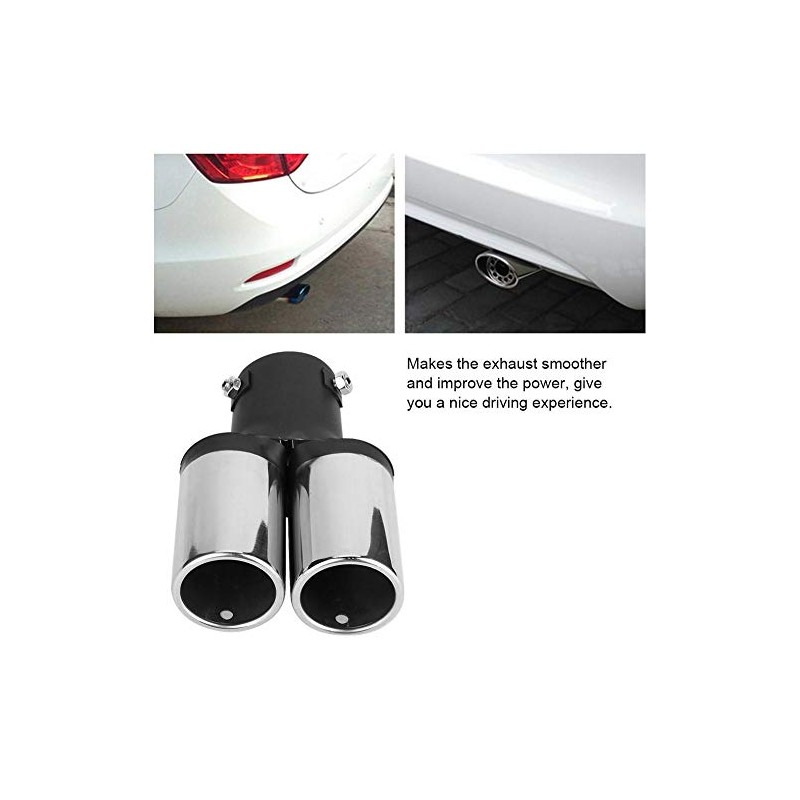 Car modified double exhaust rear pipe, stainless steel universal silencer,