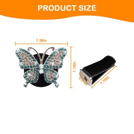Bittwee 2PCS Bling Butterfly Car Freshener Air Vent Clips, Sparkling Crystal Rhinestone Auto Diffuser Clamps, Full Diamond Vehicle Interior Decoration Charm for Women Girls, Universal Fit（Lake Blue）