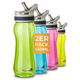 AceCamp Tritan Drinking Bottle, Sports Bottle, BPA-Free, for All Drinks, 2 x Spring Lids, Green, 550 ml