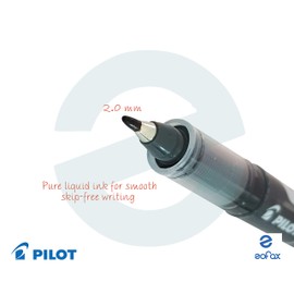 2.0mm Fiber Soft Tip PILOT BLACK V Sign Pen Smooth Free Write Draw Sketch