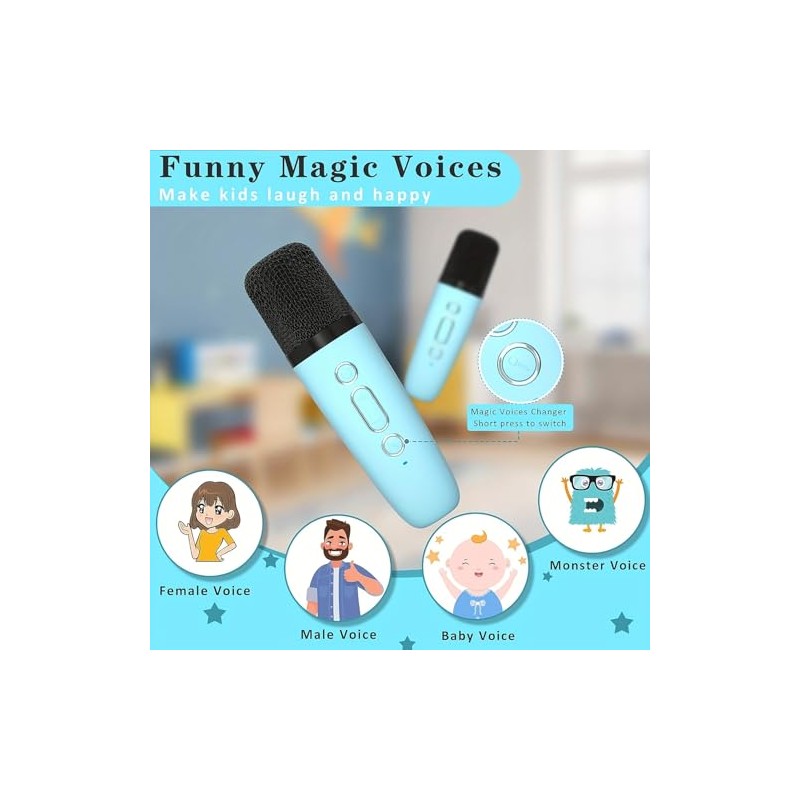 Karaoke Machine, Portable Bluetooth Speaker with 2 Wireless Microphones