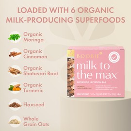 Boobie Brands Boobie Bar Superfood Oatmeal Chocolate Chip Lactation Bar for Breastfeeding Moms to Increase Milk Supply | #1 Selling Lactation Snack Bars | Vegan, Fenugreek-Free, Gluten-Free, Dairy-Free (7 Bars)