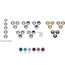 PIERCINGLINE Titanium Screw Ball Set, Crystal, Replacement Balls, Choice of Colours and Sizes, Titanium