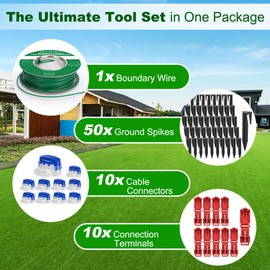 DazSpirit 50 m Boundary Cable Robotic Lawnmower + 50 Pegs + 10 Cable Connectors + 10 Connection Clamps, Lawn Mower Cable Accessory Set, Compatible with Gardena Bosch Husqvarna Worx Honda Robomow etc