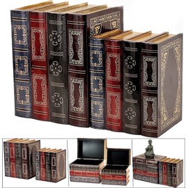 Bellaa 25419 Decorative Box Set of 2 Secret Storage Vintage Wooden Heavy Duty Library Shelves Decor Home Office School Book Ends Shelf Holder Stoppers Supports Antique