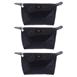 Travel Toiletry Bag, 3Pcs Multifunctional Dumpling Shaped Foldable Comestic Storage Bags, Nylon Waterproof Wash Bag, Small Makeup Organiser (Black)