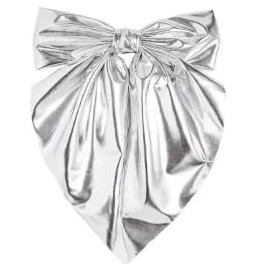Silver Hair Bow Clip Barrettes For Women Long Tail Bows tie Ribbon For Hair Big Leather Hair Accessories Leather Bow Clips Long Bows Big Bow Clips For Women Girls 2 PCS