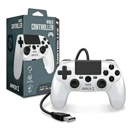 Control Con Cable Hyperkin Armor3 Blanco Para Play Station 4