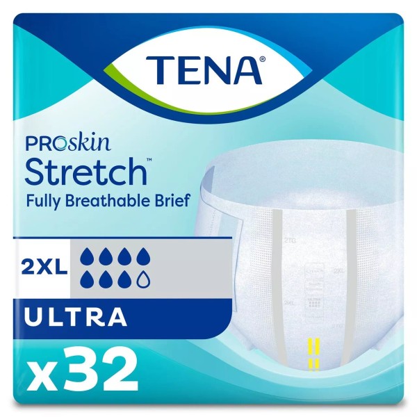 TENA Stretch Ultra Briefs, Tab Closure, Adult, 2X-Large, 61390, Case