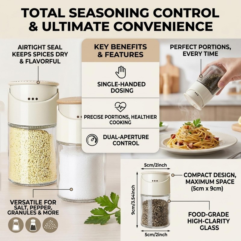 3.4 oz Table Salt Dispenser - Smart Seasoning Quantitative Shaker,