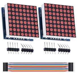 DAOKI 2Pack MAX7219 8x8 Dot Matrix Single Red Light MCU Control LED Display Module for Arduino, Raspberry Pi with Dupont Cable