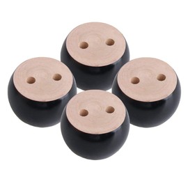 4PCS Solid Wood Furniture Legs Black Round Bun Feet for Cabinet Sofa Ottoman TV Stand Loveseat Dresser