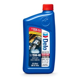 Chevron Delo 400 XLE SAE Synblend Synthetic Blend Diesel Oil 15W40, 1 Quart, Case of 12