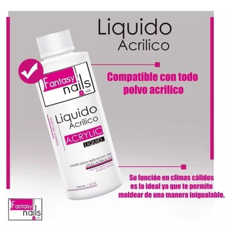 Fantasy Nails Monomero 8 Onz Fantasy Nails Tapa Rosa