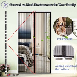 ZFEBHMY Magnetic Fly Screen Door, Fly Curtain, Magnetic Balcony Door, No Drilling, Fly Curtain, Hands-Free, for Balcony Door, Living Room, Patio Door, Black A, 70 x 200 cm (27 x 78 inches)