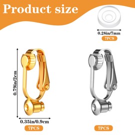 14pcs Clip-On Earring Converters Components with Post, Earring Clips for Non Pierced Ears, and 7pcs Comfort Silicone Earrings Pads, Silver and Gold