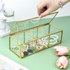 HighFree Gold Glass Tea Bags Box with 3 Compartments, Countertop