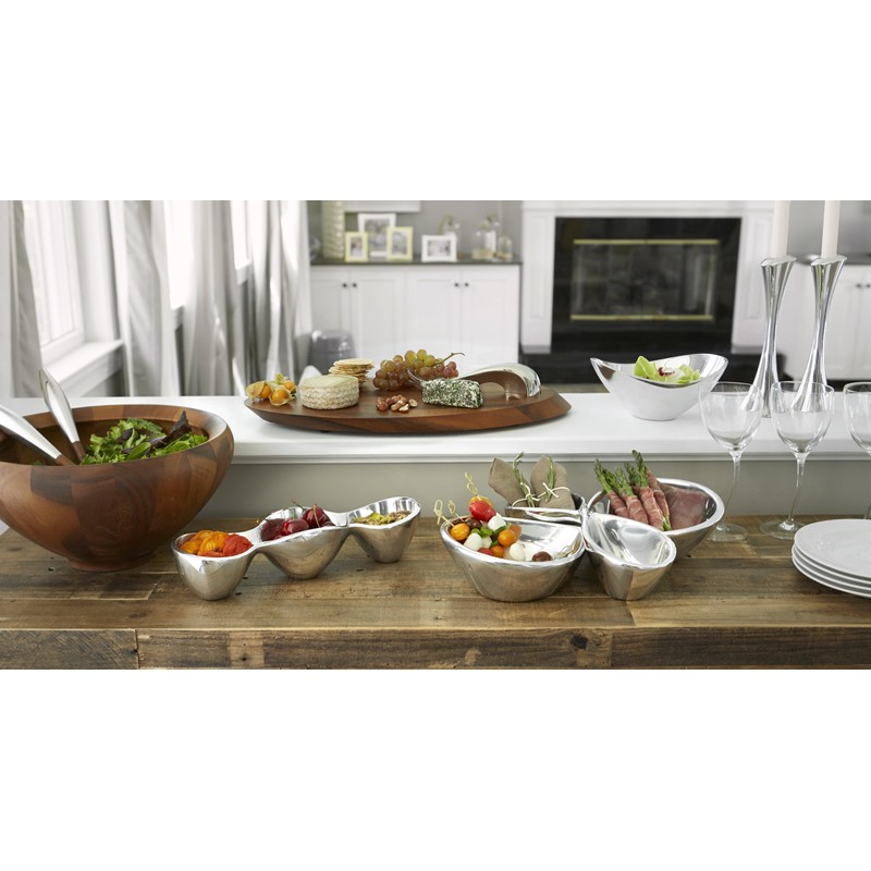 Nambé Triple Condiment Server – Alloy Trio Dish for Sauces,