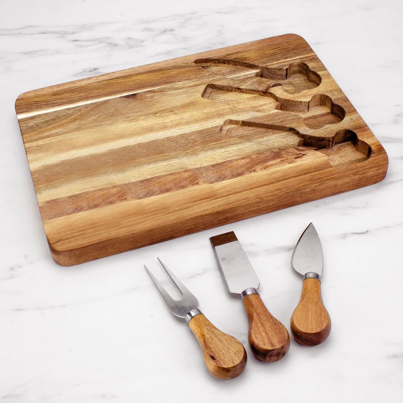 TB Home 4-Pc. Acacia Wood Cheese Serving Board with Cheese