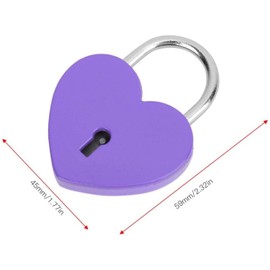 Treasure Chest Padlock,Mini Love Heart Shaped Metal Lock Colorful Diary Book Security Padlock with Key for Jewelry Box Purse Handbag Cabinet Lockers Letter Box Keyed Padlocks (Purple)
