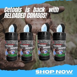 CE TOOLS COMBO Pro Tough Wipes with Scrubbing Beads, 50 Count BARREL. (Negro x 4)