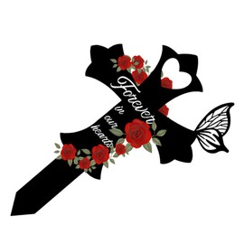 Kisangel 1pcs Cemetery Memorial Cross Marker Metal Grave Stake for Remembrance of Loved Lightweight Design for Easy Placement Cemetery Garden Grave Decoration for Honoring Relatives