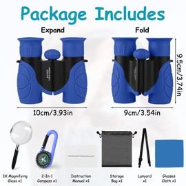AYESY Binocolo per Bambini, Portatile Binocolo Set con Lente di ingrandimento e Bussola Kit Regalo Giocattoli per 3-6 Bambino e Bambina Perfetto per Campeggio e Esplorazione di Birdwatching (Blu)