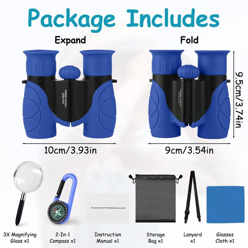 AYESY Binocolo per Bambini, Portatile Binocolo Set con Lente di
