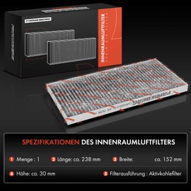 Frankberg 2 x Cabin Air Filter Pollen Filter with Activated Carbon Compatible with Juke F15 Pulsar Hatchback C13 Fluence L3 M.e.g.a.n.e III Hatchback B3 BZ0/1 Replace# 271T200A00