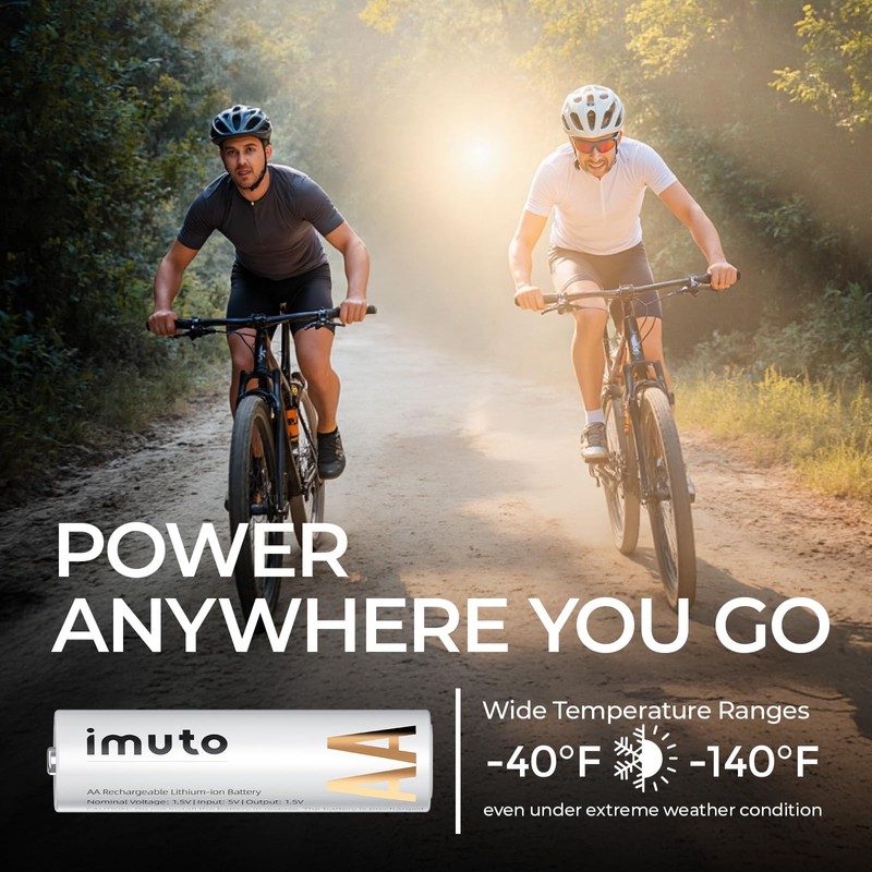 imuto Rechargeable aa Batteries, 3600mWh aa Lithium Batteries 8 Pack,