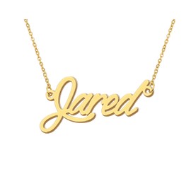 Aoloshow 18k Gold Plated Jared Name Necklace Womens Mens Nameplate Stainless Steel Jewelry for Fathers Day