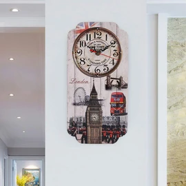 Wall Clock, Good Craftsmanship Rectangular Wall Clock European Retro Rectangular Easy to Read Bar Decoration Clock for Home Decoration
