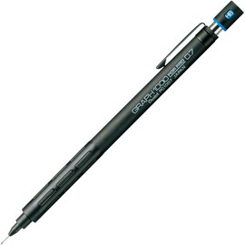 Graph 1000 for Pro Mechanical Drafting Pencil 0.7mm (PG1007) + Ain 0.7 HB/B/2B leads, qullity original Black slim pen case