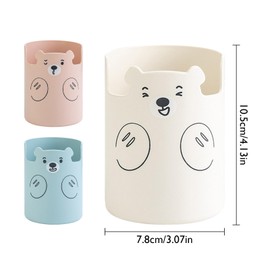 Aipeeo Pen Holder, Pencil Holder, Pen Holder, Round Bear Shape, Suitable for Schools, Homes, Offices (White)