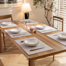 Demetex Reversible Placemat, Made of Fabric, Cotton, Linen, Stylish, Nordic Goods, Lunch Mat, Party, Luxury, Placemat, Plain, Tableware, Gift, Present, Light Gray