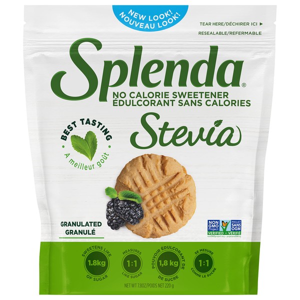 SPLENDA Stevia Sweetener for Baking: 7.8 oz Granulated Bag (Pack