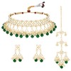 Aheli Gold Plated Kundan Studded Choker Necklace Dangle Earrings &
