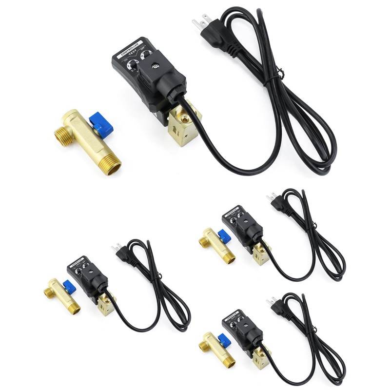 QWORK Automatic Timed Condensate Drain Valve, 4 Pack 1/2" Ac110v
