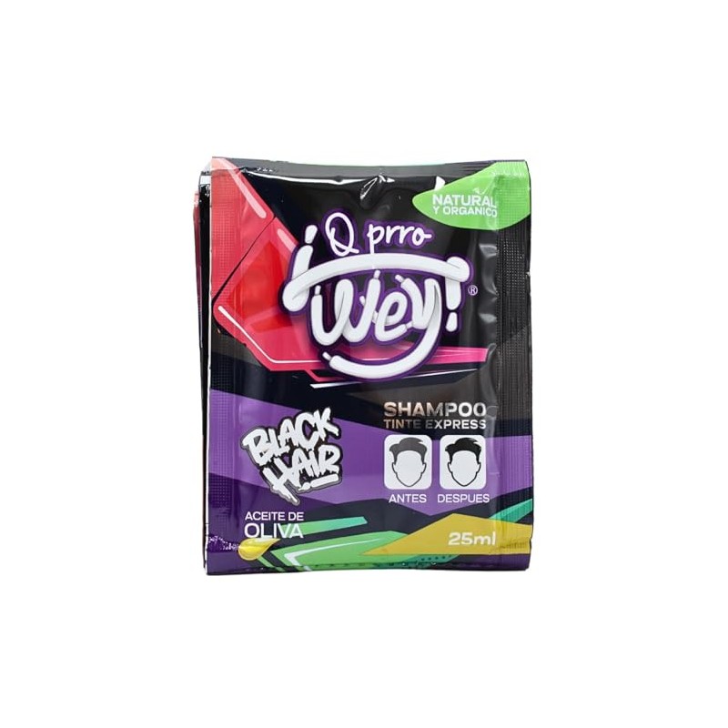 Q prro Shampoo Tinte Express Negro para Canas, 25ml, Paquete