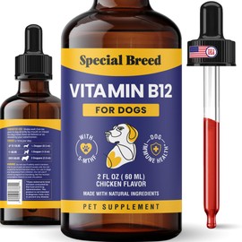 Liquid Vitamin B12 for Dogs – Methylcobalamin and 5-MTHF – Boosts Energy, Appetite, Mood & Immune System Support, Easy-to-Use Dropper - Chicken Flavor, 2 fl oz