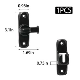 JAKOUE 90/180° Black Flip Barn Door Latch - Flip Lock for Door,Cabinets, Bathrooms - Sliding Door Latch with Internal Lock