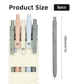 Gel Pens Set, 5 Pack 0.5mm Fine Point Japanese Black Ink, Ergonomic Soft Grip, Durable Clip, Ideal for Journaling, Note Taking, Office & School Supplies, Morandi Colors