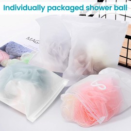 10 Pcs Soft Travel loofah with Individually Wrapped, 4 inches Comfortable Bath Shower loofah Sponge for Body Exfoliating, Lanyard Design, Multicolor