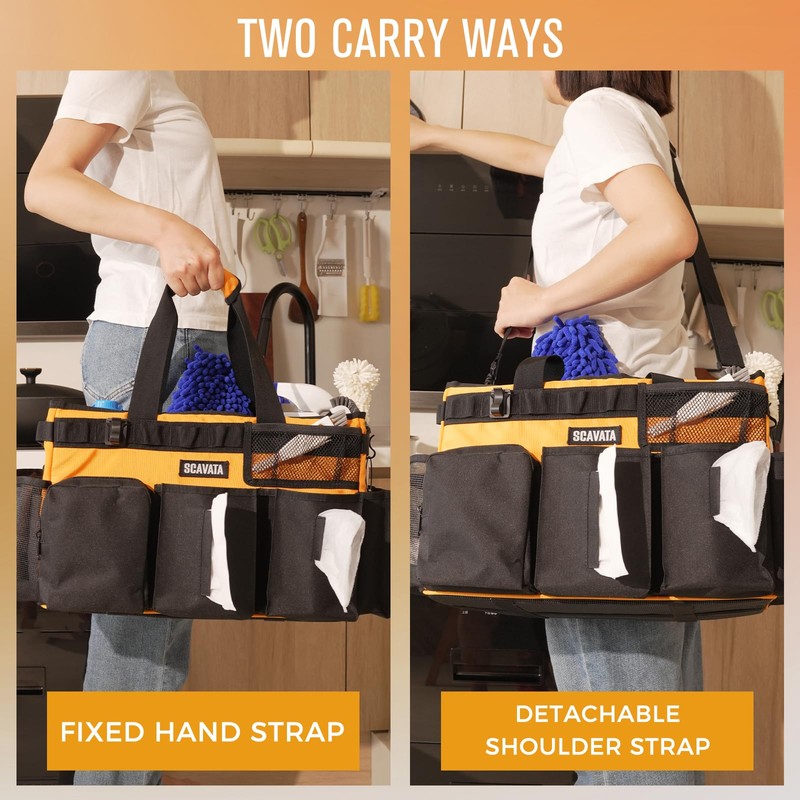 SCAVATA Wearable Cleaning Caddy Bag, Cleaning Caddy Supplies Organizer with