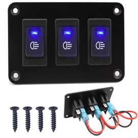 RUNCCI-YUN 12 V Car Switch, Rocker Switch Panel 12 V 2 Pin 2P SPST On/Off Switch for Fog Light Rocker Switch 12 V Illuminated Car Boat (12 V 30 A/Blue)