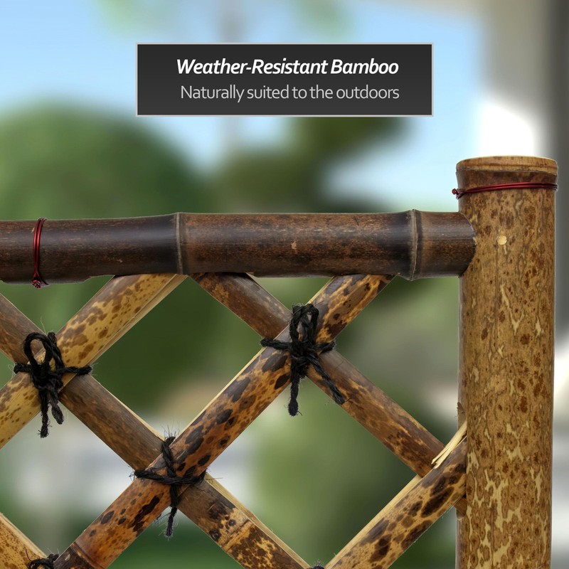 Red Lantern Hoshi Zen Garden Fence Panel - Burnt Bamboo