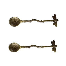 2Pcs Retro Dragonfly Stainless Steel Coffee Spoon, Dessert Teaspoon, Creative Kitchen Gadget (Antique Bronze)