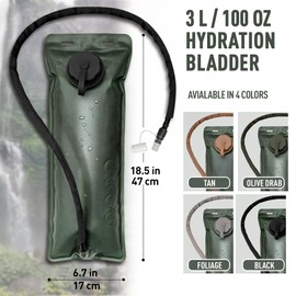 KNIT OUTDOOR Premium 3-Liter Hydration Bladder, BPA-Free, Leak-Proof, Insulated W/ Drinking Tube, Water Reservoir for Hiking, Cycling, and Outdoor Adventures (Black, 3-Liter)