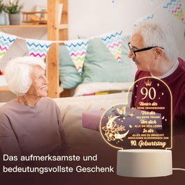 Vetbuosa 90th Birthday for Women & Men - Acrylic Night Light - 90th Birthday Man Gift, 1936s Birthday Decoration for Grandma, Grandpa, Mum, Dad